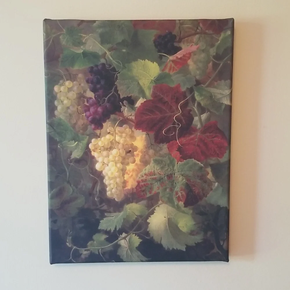 PRINT ON CANVAS TRIBUTE TO BACCHUS GOD OF WINE GRAPES FRUIT 9 X 12 GICLE…
